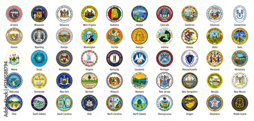 Comprehensive Collection of U.S. State Seals Badges Vector Set
