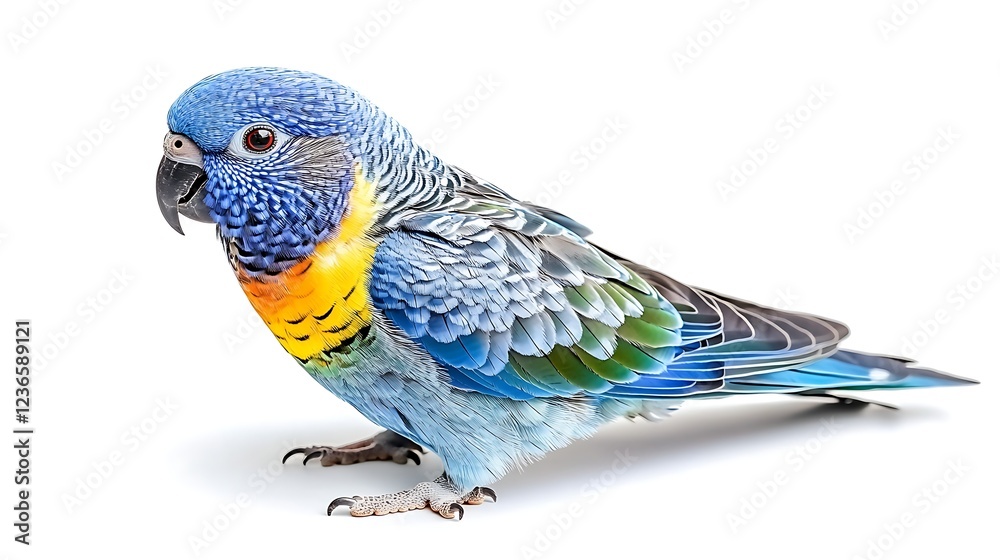 Obraz premium Vibrant Blue crowned Conure Parrot Bird Exotic Pet Colorful Plumage Isolated White Background