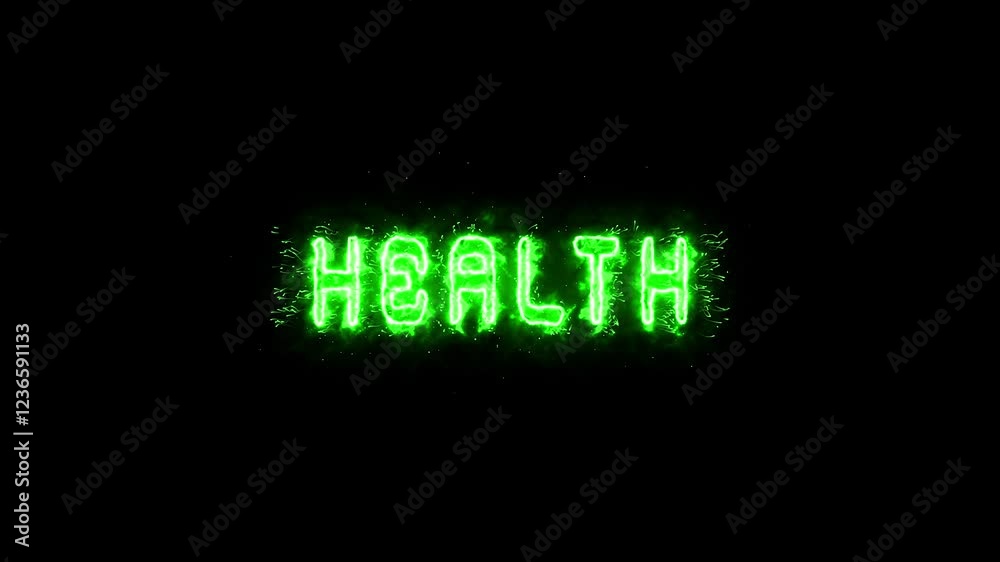 health text animation suitable for video. Animated on a transparent background, advertising next business concept. Looped Glowing Light health text animation suitable for video. Animated on a transparent background, advertising next business concept. Looped Glowing Light