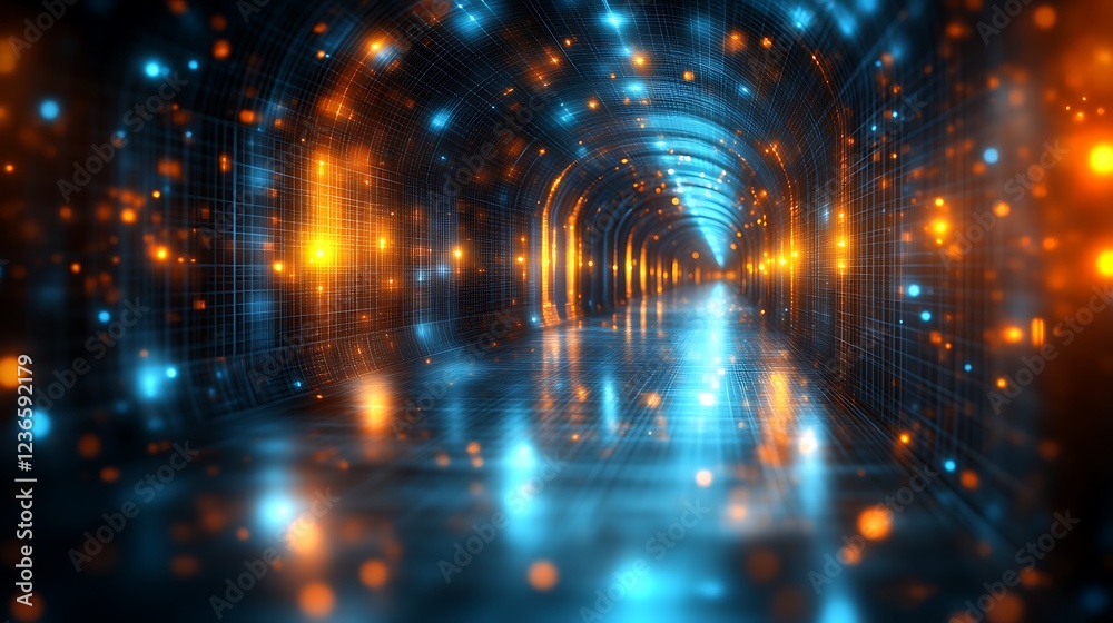 Obraz premium Futuristic Illuminated Tunnel Digital Corridor Design