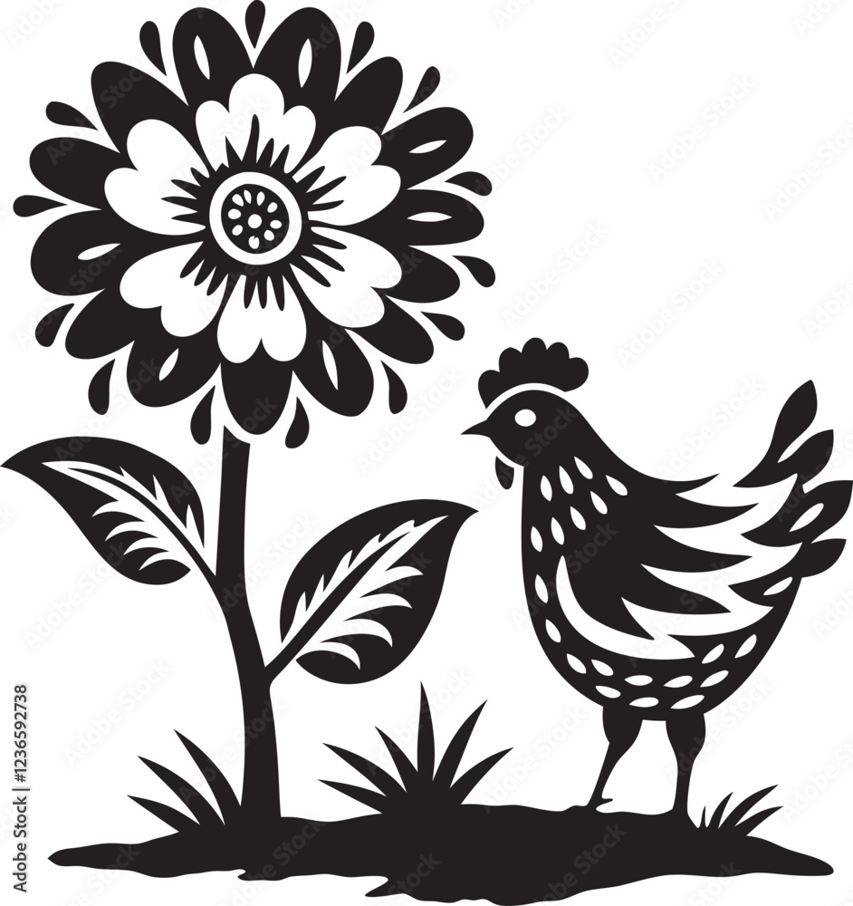 Obraz premium Flower With hen 