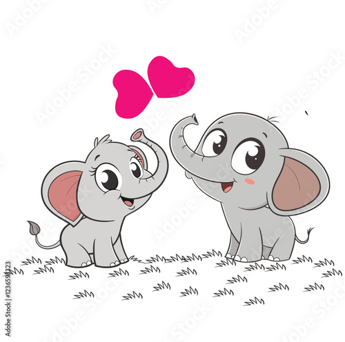 Love of cute two elepgant