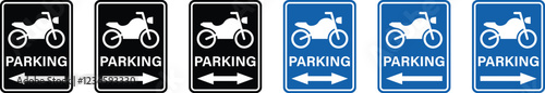 Set right and left motorbike parking sign vector icons. Information Symbol for public motorists.  Vector illustration