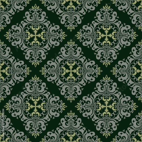 Vector damask seamless pattern with Ornamental Motifs for Decor Design.