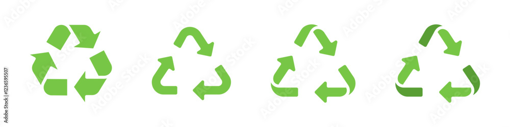 Green Recycling Arrow Vector Icons Set Green Recycling Arrow Vector Icons Set