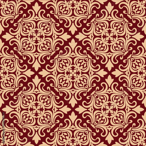 Vector damask seamless pattern with Ornamental Motifs for Decor Design.