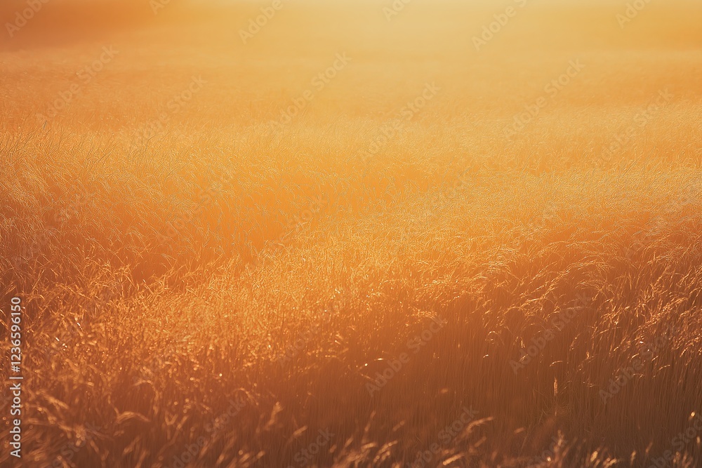 Obraz premium Golden wheat fields under a vibrant sunset, warm orange and pink hues.