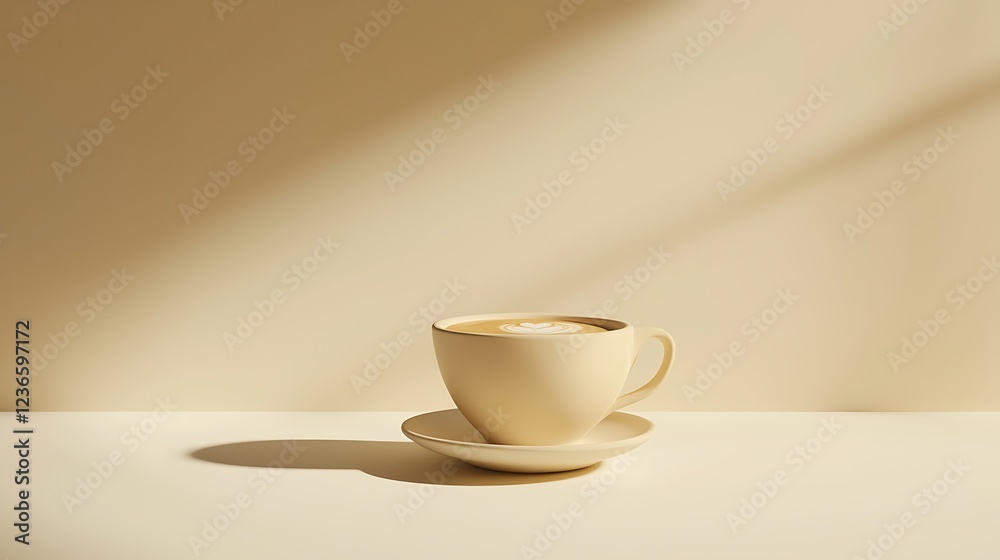 Obraz premium Cappuccino coffee cup isolated on a simple background, evoking warmth