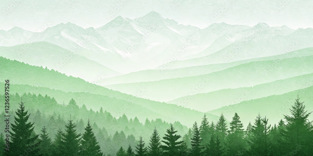 Fototapeta premium A mountain range with a forest in the foreground
