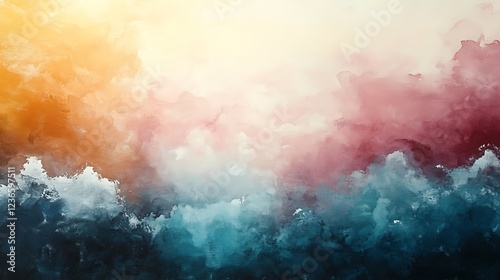 Abstract Colorful Cloudlike Painted Landscape