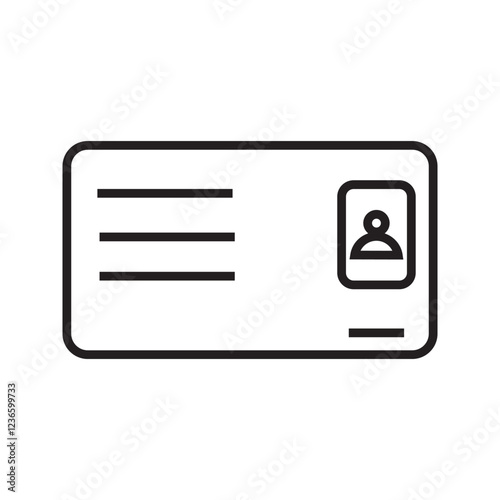 Adobe Illustrator ArtworkId card outline line icon. Flat style sign for mobile concept and web design. Identification card simple vector icon. Symbol, logo illustration. Pixel perfect vector graphics