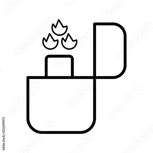 Burning lighter icon. Flaming lighter vector illustration isolated. Classic design