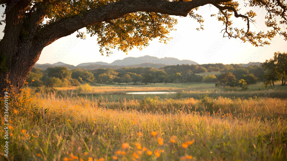 custom made wallpaper toronto digitalGolden hour landscape tranquil Texas Hill Country ranch