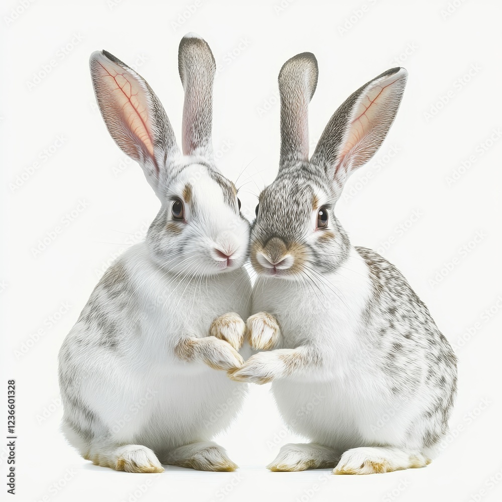 Fototapeta premium Minimalist Artistic Representation of Two Rabbits in Heart Shape