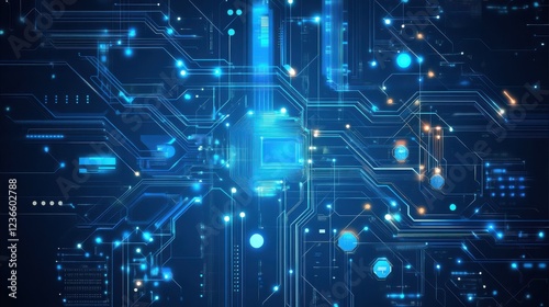 Blue digital background for technological operations neural networks AI big data transmission encryption archives audio visual representations science cyber connection technology computer internet