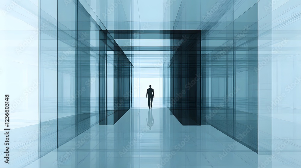 Transparent Digital Office Corridor with Data Flow