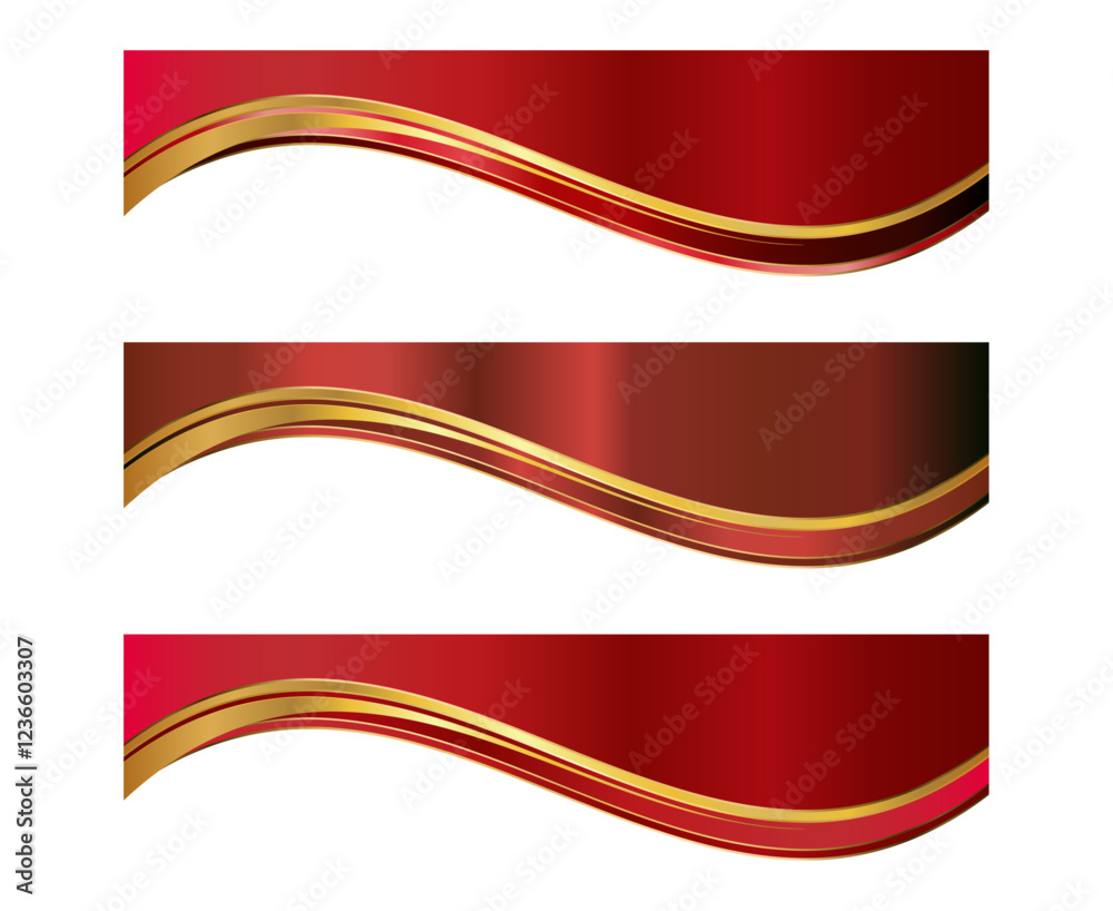 Obraz premium Red Gold Letterhead Header Divider Template Set