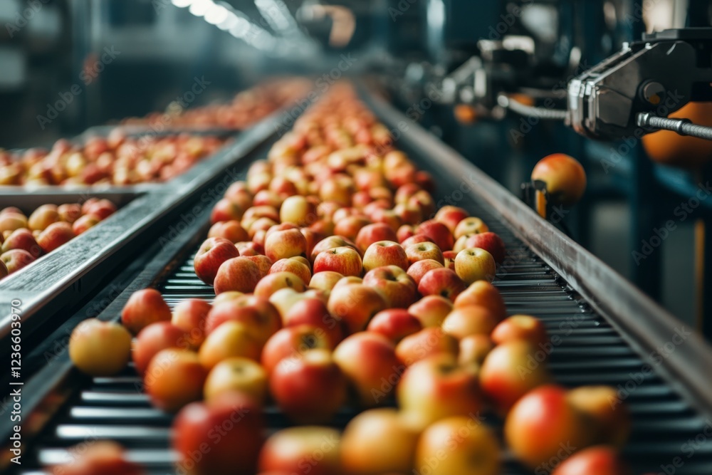 Sorting Gala Apples in Warehouse Sorting Gala Apples in Warehouse