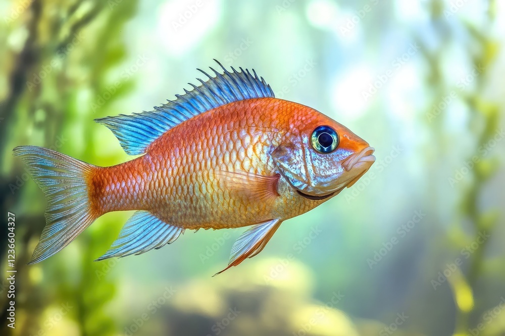 Vibrant Red Cichlid Fish in Aquarium Stunning Underwater Photo Vibrant Red Cichlid Fish in Aquarium Stunning Underwater Photo