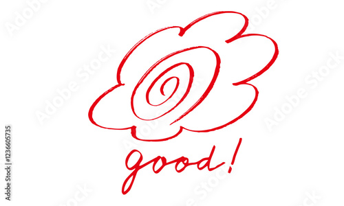 花丸　赤丸　筆文字　good　手描きスタンプ