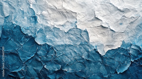 Wallpaper Mural Crumpled paper background with textured surface in blue and white tones, creating visually striking and artistic effect. Perfect for creative projects and designs Torontodigital.ca