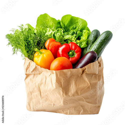 Fresh Vegetables in Paper Bag  Farmers Market Harvest  Healthy Eating