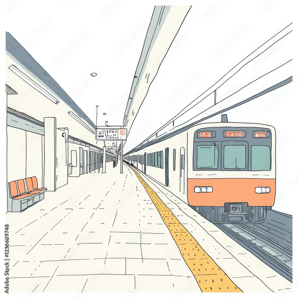 Naklejka premium Train Arriving at Modern Train Station Platform