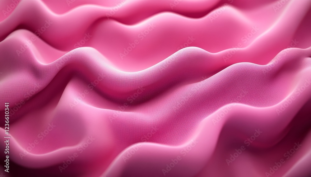 Obraz premium Soft Blush to Raspberry Gradient, Delicate 3D Low Profile Wave Texture Pattern Background