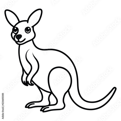 Funny kangaroo vector line art illustration