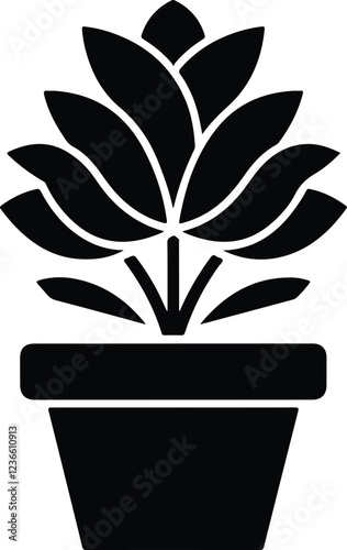 houseplant in pot silhouette style icon vector illustration design, designed for web and app