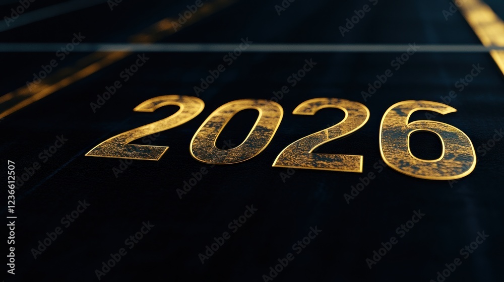 Fototapeta premium Golden 2026 New Year's Greeting