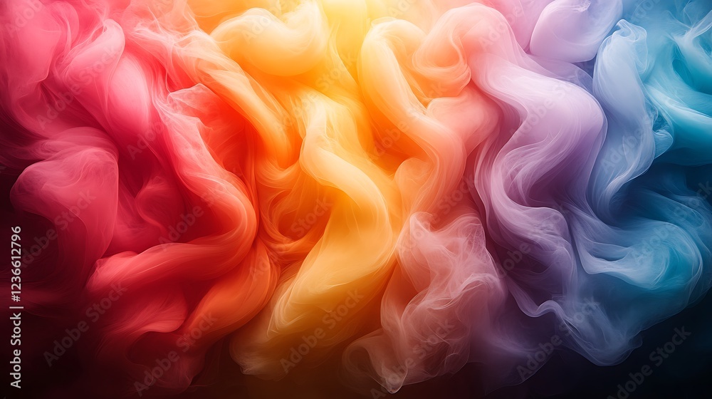 Obraz premium Abstract Rainbow Colored Fabric Swirls Flowing