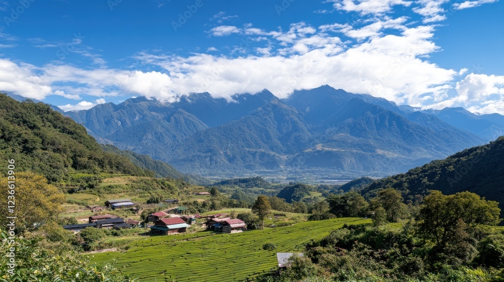 Mountain Village Tea Plantation Scenic View Mountain Village Tea Plantation Scenic View