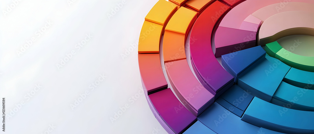 Fototapeta premium Creative business infographic chart with multicolor palette, isolated against a white backdrop - 