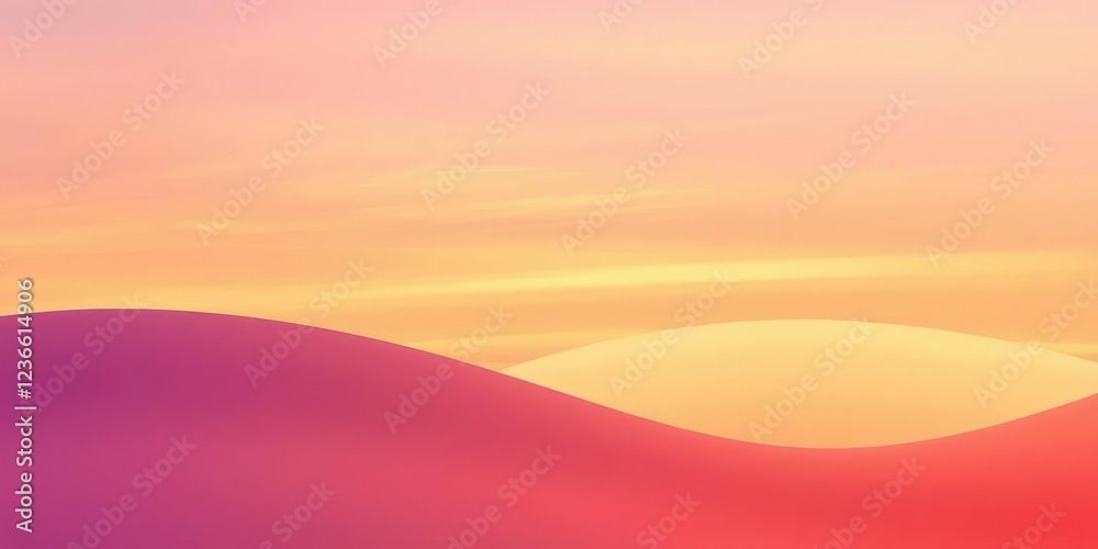 Fototapeta premium Soft pastel sunset gradient background with gentle curves and soothing colors, serene landscape, calming atmosphere, gentle transition