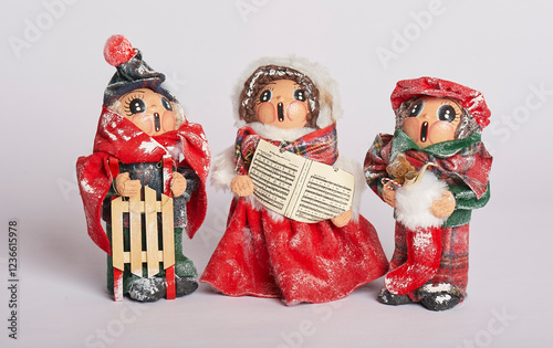 StillLife57-14 christmas ornaments caroling, singing in snow