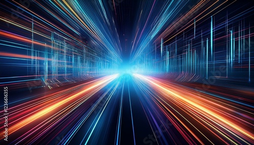 digital connection speed lines in a futuristic abstract