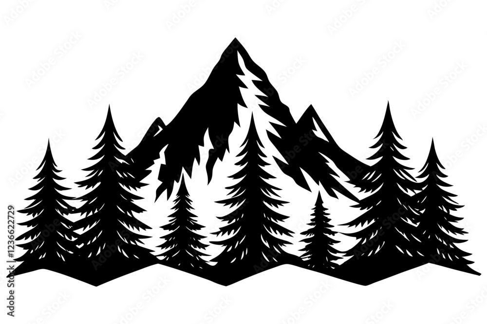 custom made wallpaper toronto digitalMountain Art, Black And White Art, Nature Silhouette, Minimalist Art, Tree Silhouette, Mountain Silhouette, Nature Print, Wall Art Decor, Monochrome Art, Landscape Silhouette, Scandinavian Design, Min