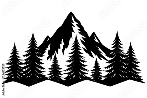 Wallpaper Mural Mountain Art, Black And White Art, Nature Silhouette, Minimalist Art, Tree Silhouette, Mountain Silhouette, Nature Print, Wall Art Decor, Monochrome Art, Landscape Silhouette, Scandinavian Design, Min Torontodigital.ca