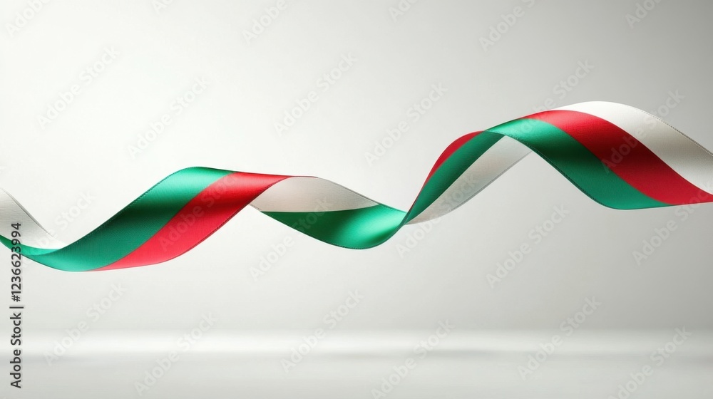 Elegant Swirling Ribbon Design Bulgarian Flag Colors Festive Celebration Abstract Background Elegant Swirling Ribbon Design Bulgarian Flag Colors Festive Celebration Abstract Background