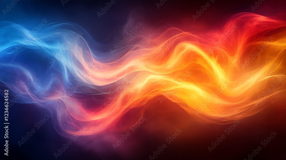 Fototapeta premium Abstract fiery and icy waves flowing together