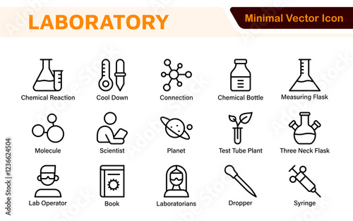 Laboratory Icon Set. A meticulously designed collection of icons for scientific research, experimentation, and research presentations to convey professionalism and innovation.