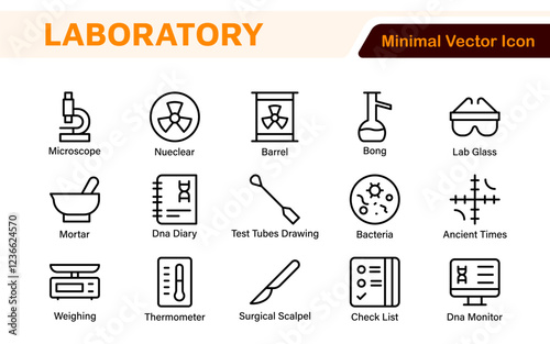 Laboratory Icon Set. A meticulously designed collection of icons for scientific research, experimentation, and research presentations to convey professionalism and innovation.