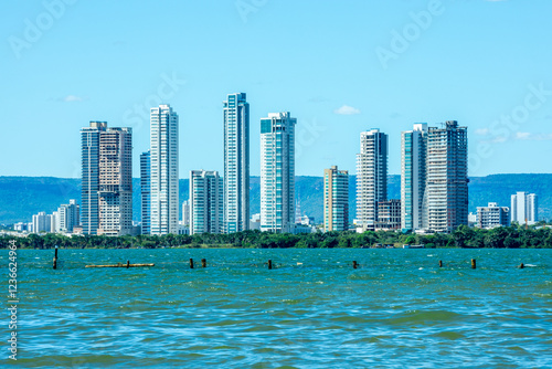 View of city of Palmas from Ilha Canela (Cinnamon Island)- Tocantins, Brazil