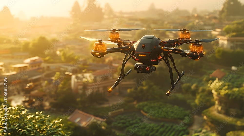 Fototapeta premium Drone Monitoring Sustainable Farming Practices Through Advanced Data Analytics