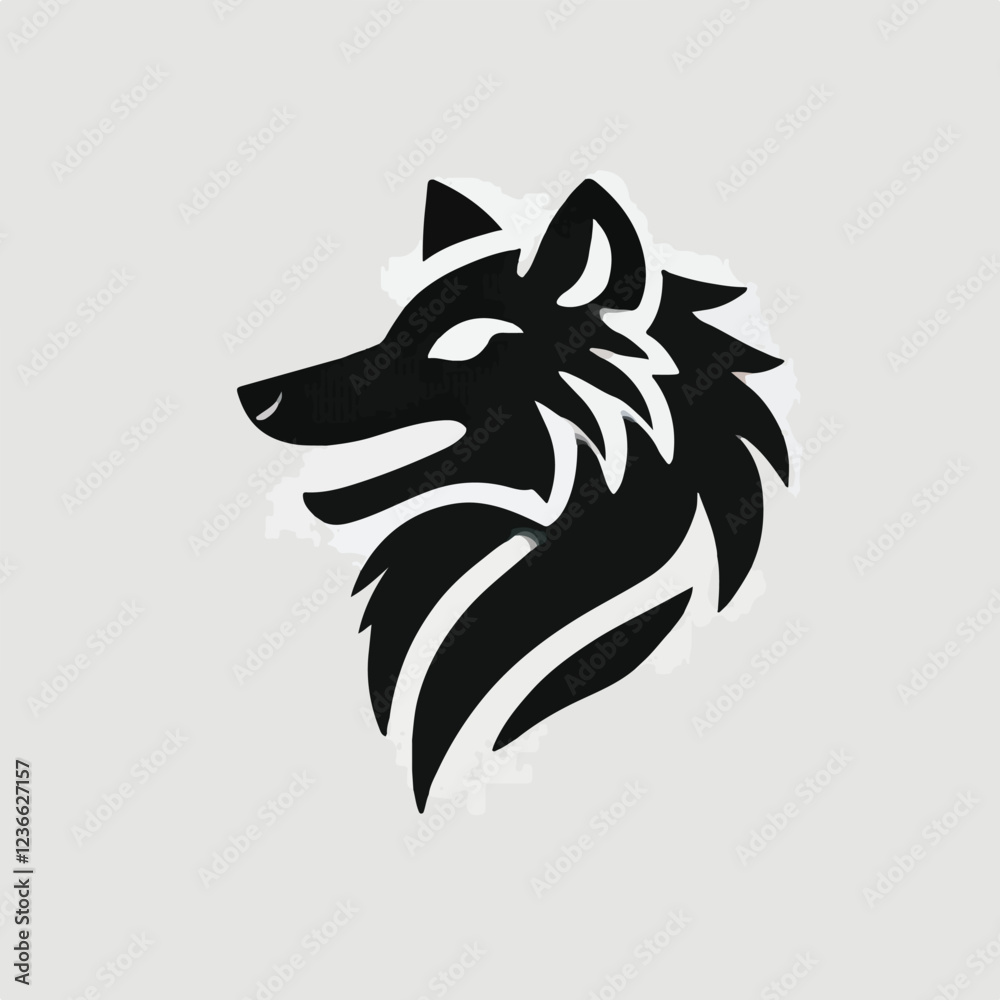 Fototapeta premium vector black silhouette of a wolf