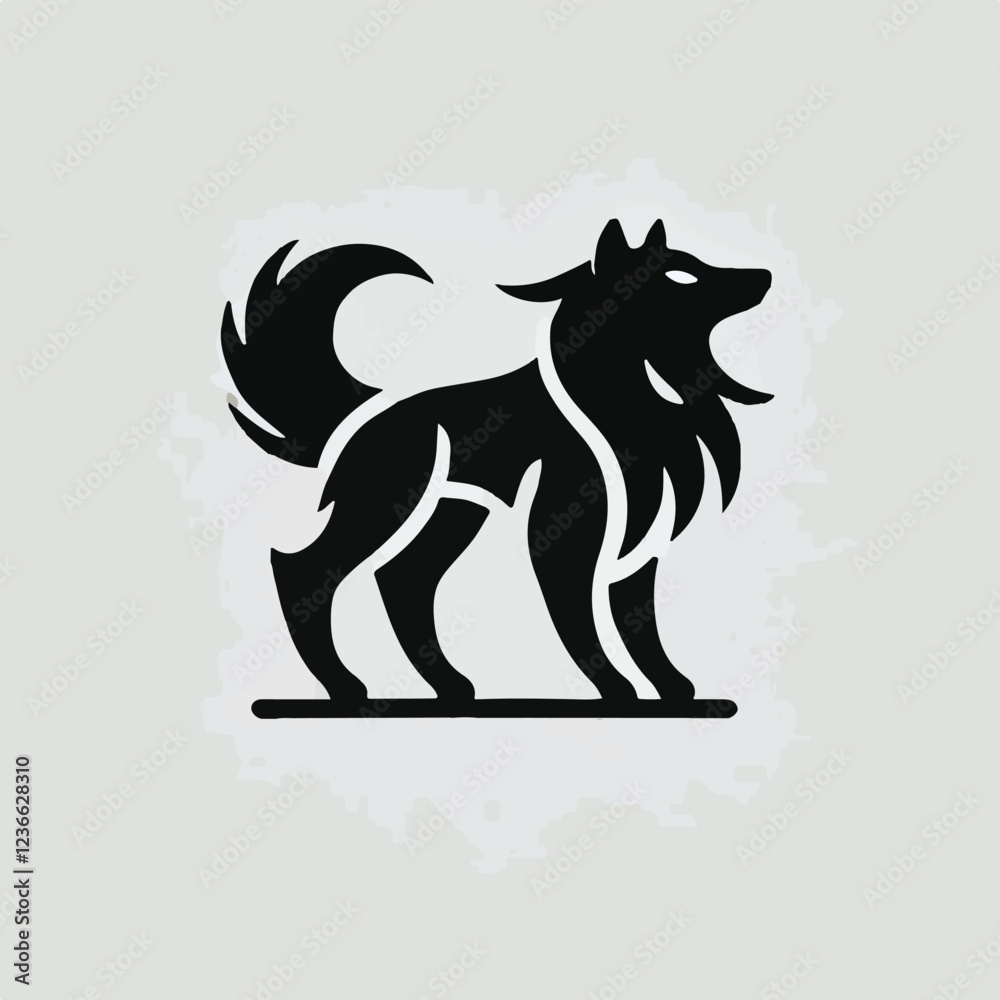 Fototapeta premium vector black silhouette of a wolf