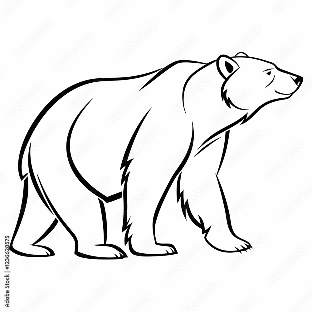 Fototapeta premium Simple a Bear line art vector design white background