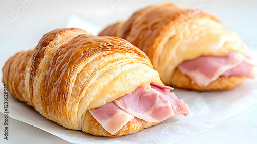 Ham and cheese croissants breakfast pastries photo