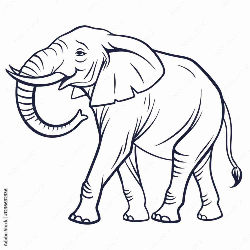 Obraz premium Simple a Elephant line art vector design white background